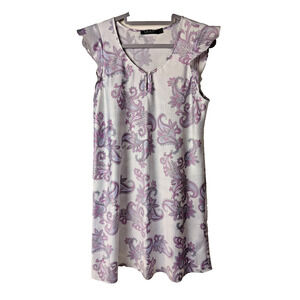 Lauren Ralph Lauren Paisley Cap Sleeve Shift Dress Women’s Medium Lavender Gray